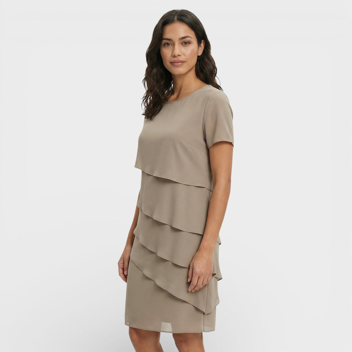 Formal Dress with Asymmetric Layered Ruffles for Women