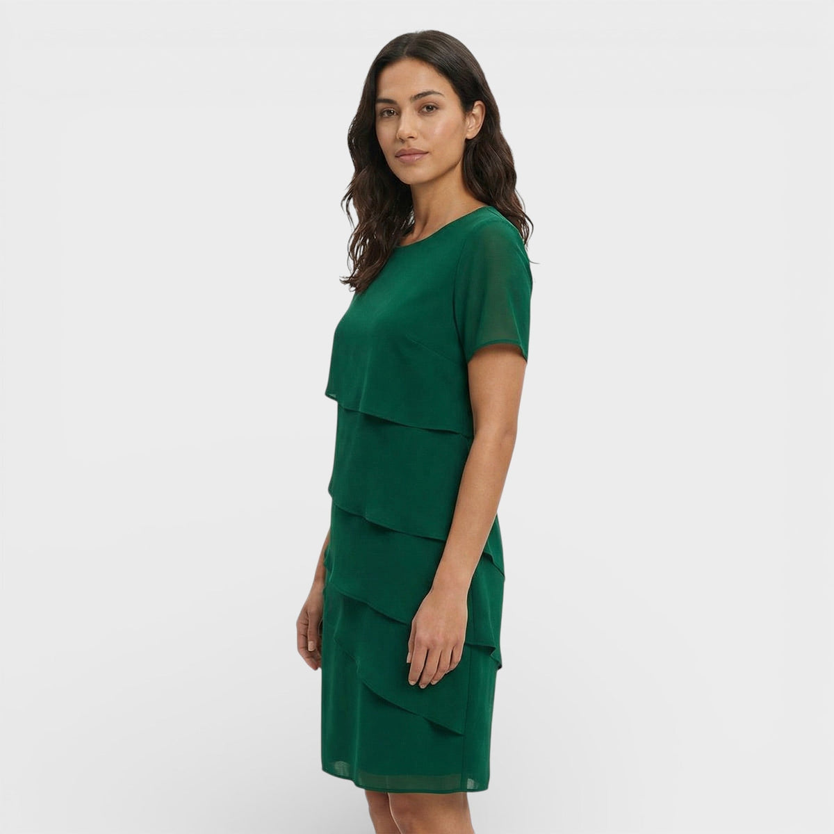 Formal Dress with Asymmetric Layered Ruffles for Women