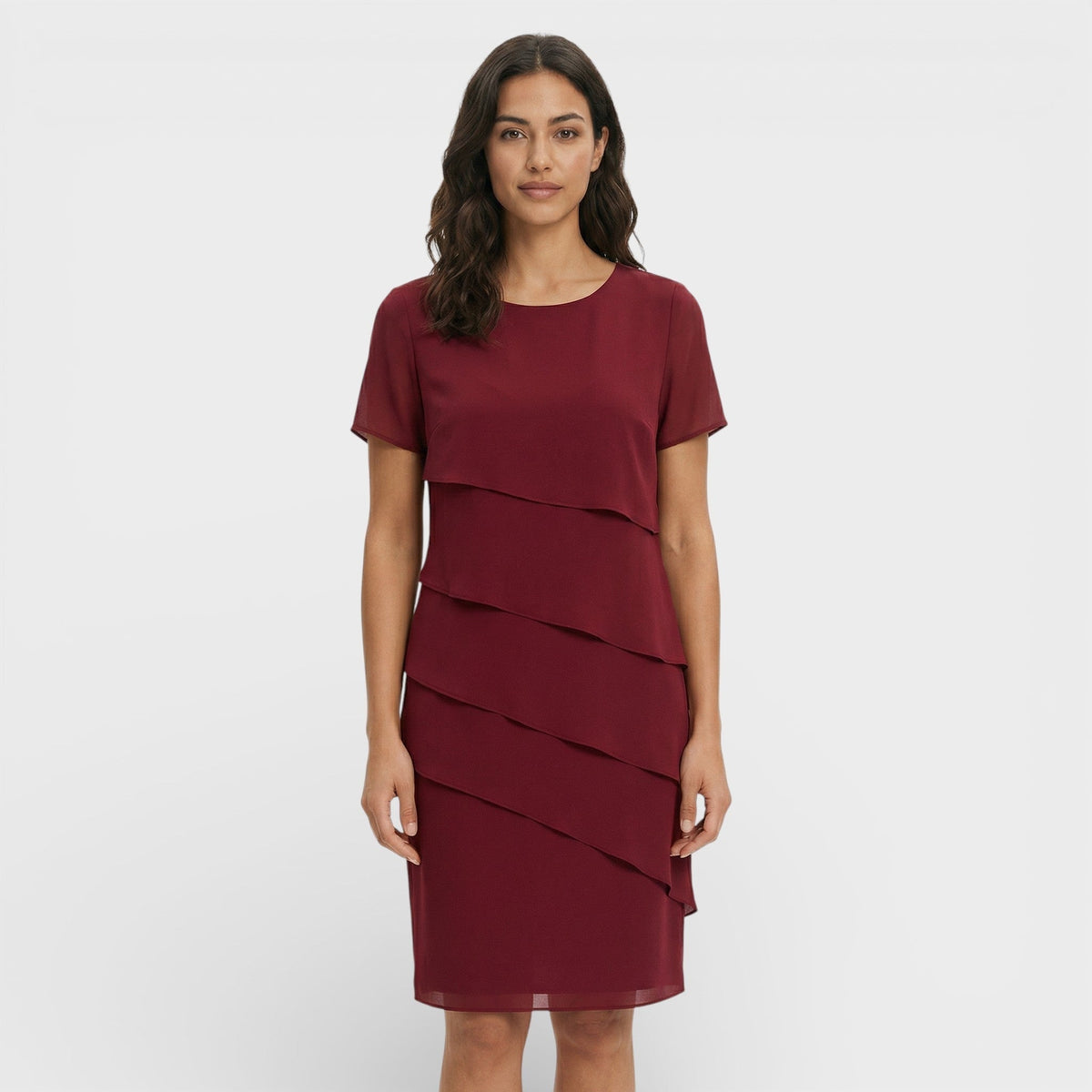 Formal Dress with Asymmetric Layered Ruffles for Women