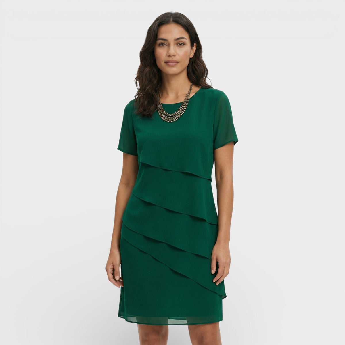 Formal Dress with Asymmetric Layered Ruffles for Women