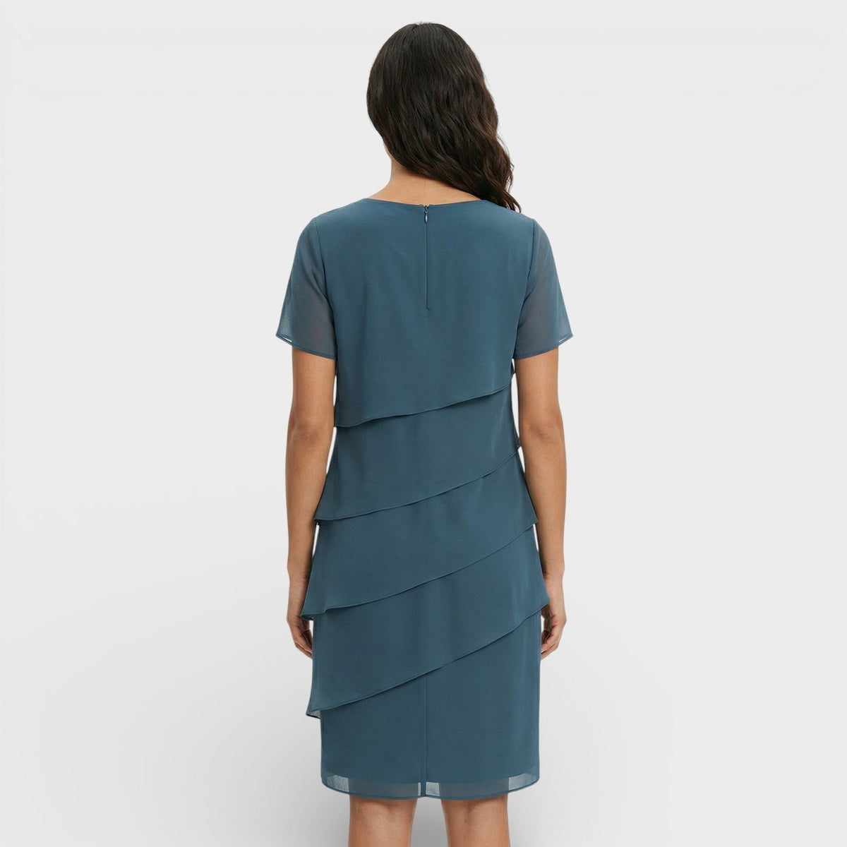 Formal Dress with Asymmetric Layered Ruffles for Women