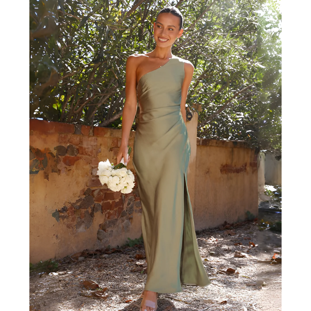Formal Dress with One Shoulder and Side Slit for Women