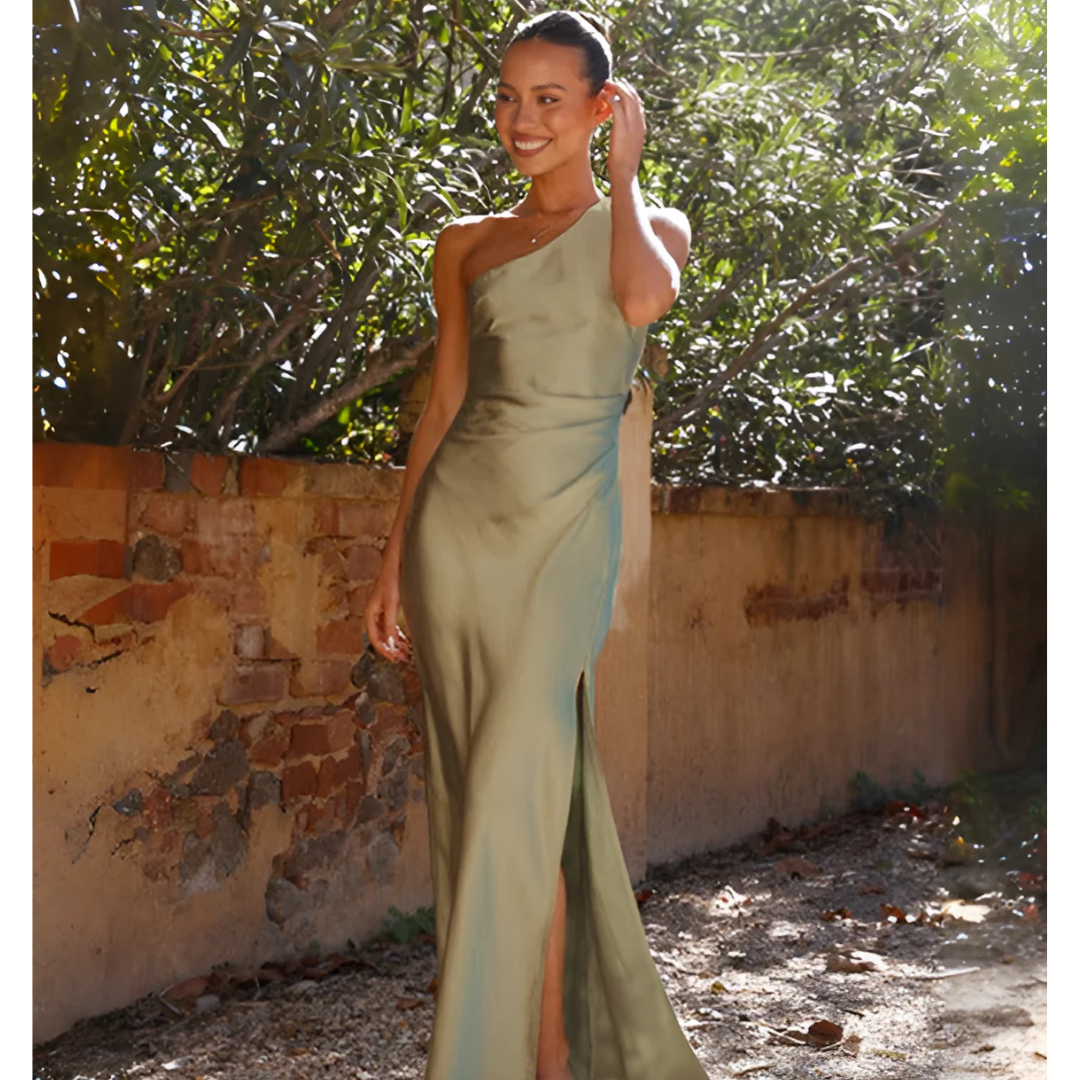 Formal Dress with One Shoulder and Side Slit for Women