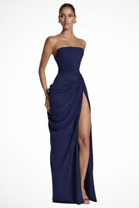 Formal Dress with Ruching and Side Slit for Women