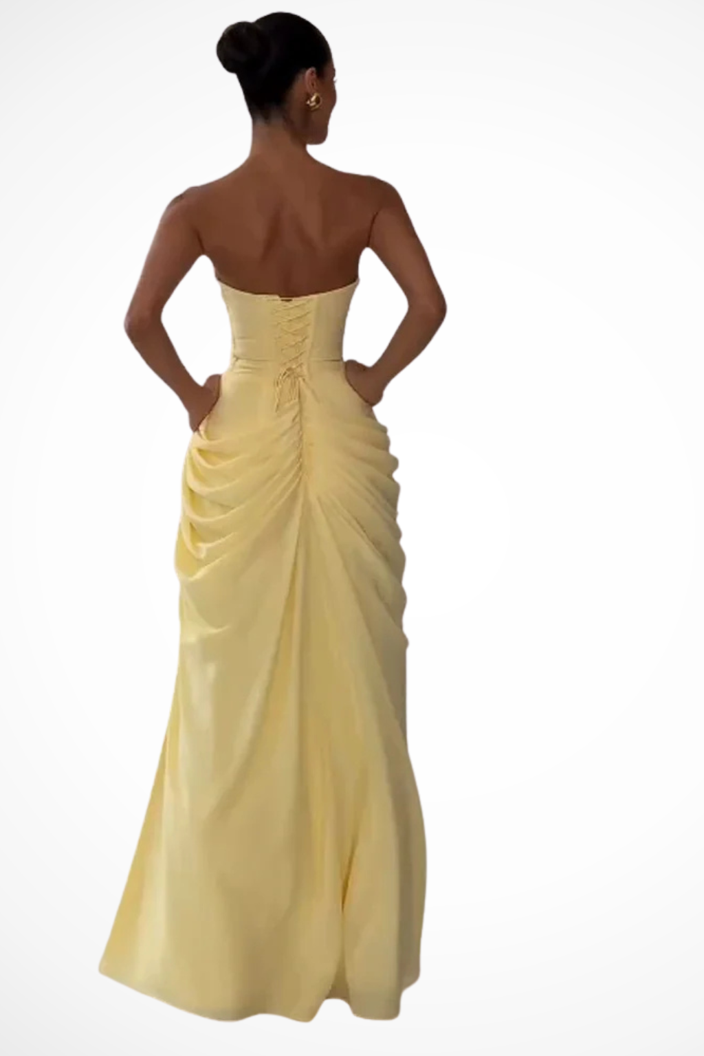 Formal Dress with Ruching and Side Slit for Women