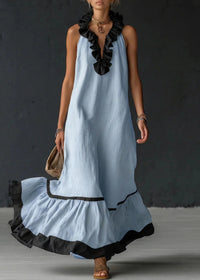Formal Dress with Ruffled Halter Neck and Maxi Skirt for Women