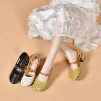 Heels with Mary Jane Strap and Perforated Details for Women