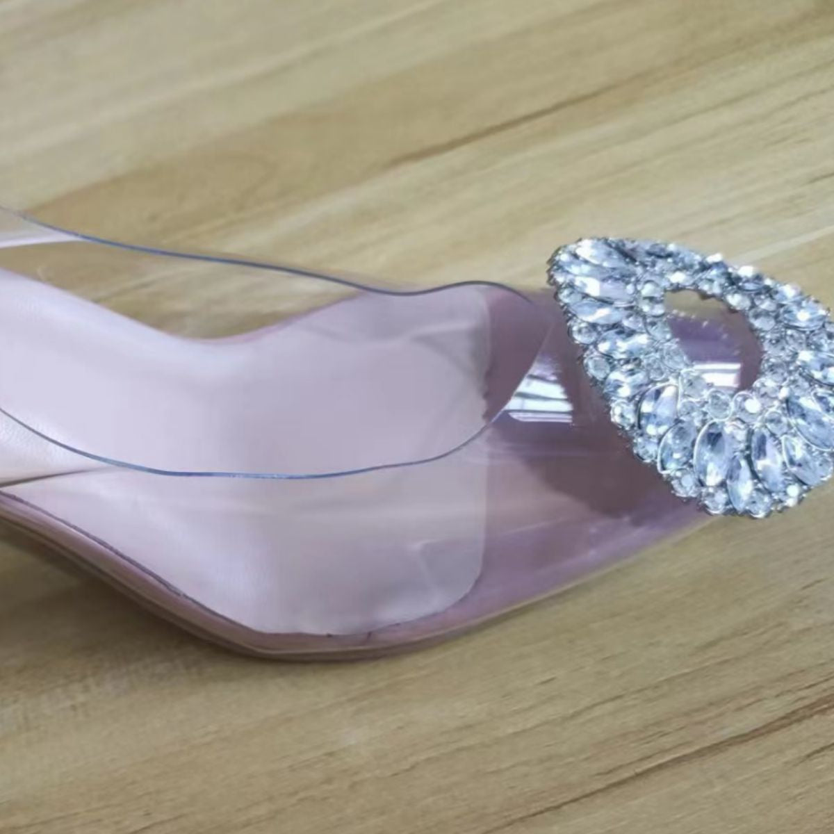 Heels with Transparent Upper and Rhinestones for Women