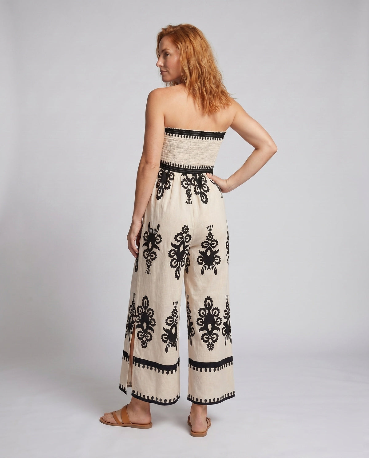 Jumpsuit with Embroidery and Elasticated Top for Women