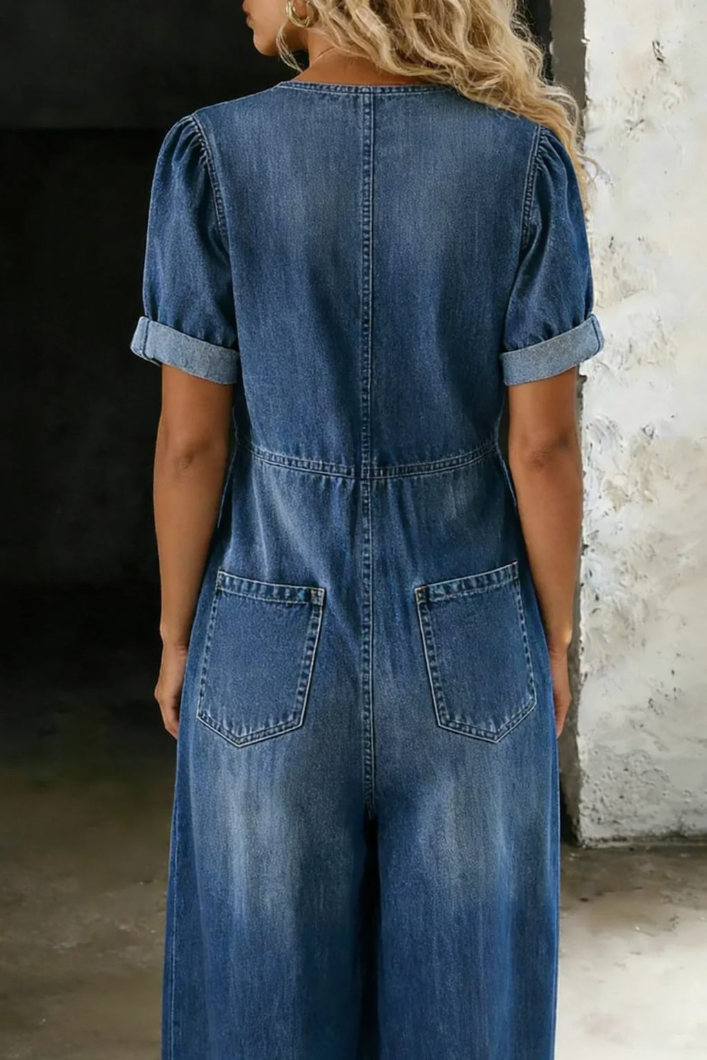 Jumpsuit with Wide Legs and V-Neck for Women