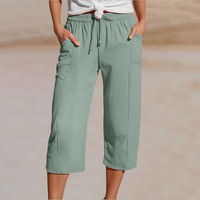Linen Pants with Cropped Wide Legs for Women