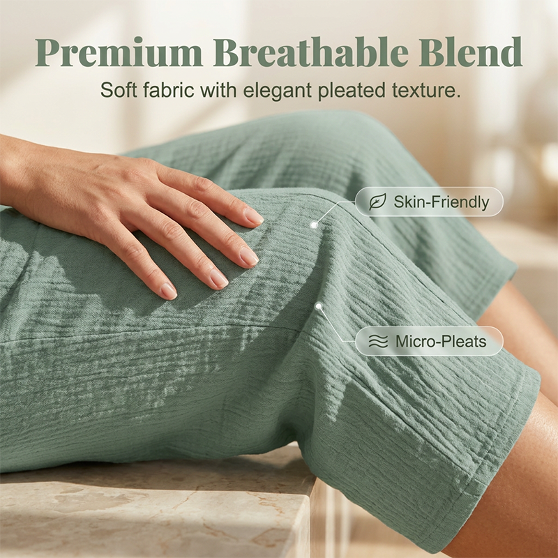 Linen Pants with Cropped Wide Legs for Women