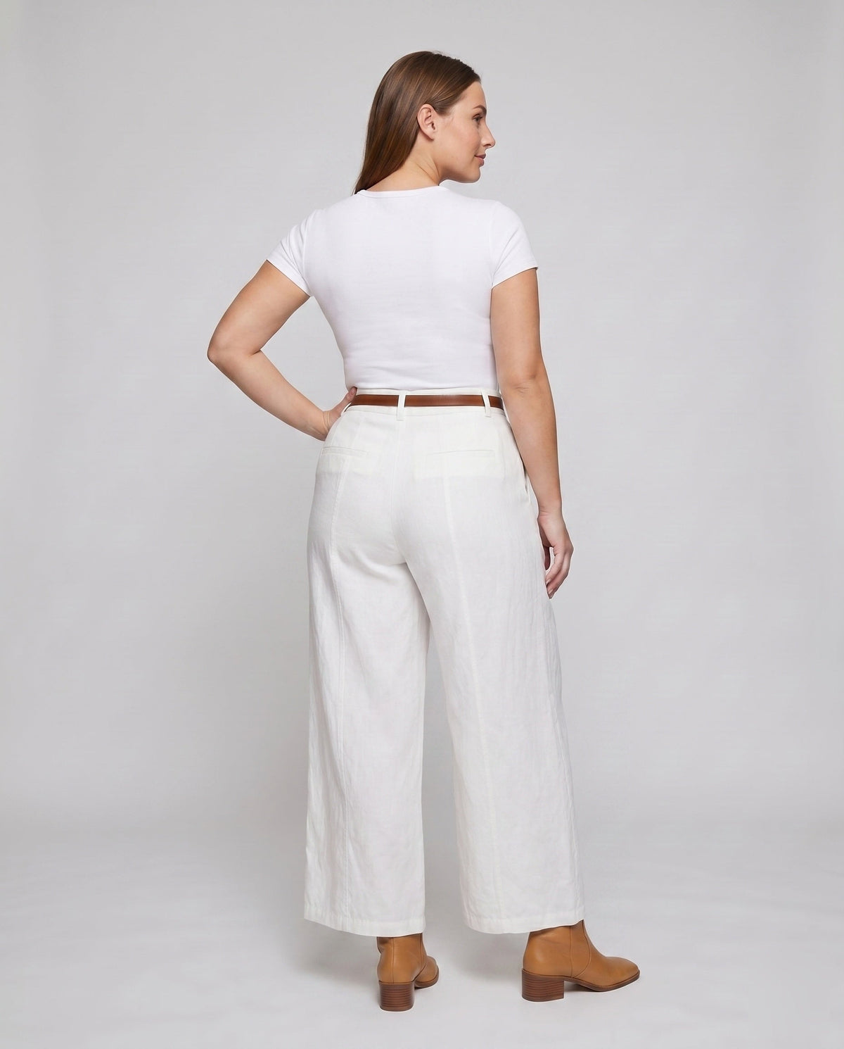 Linen Pants with Detachable Belt for Women