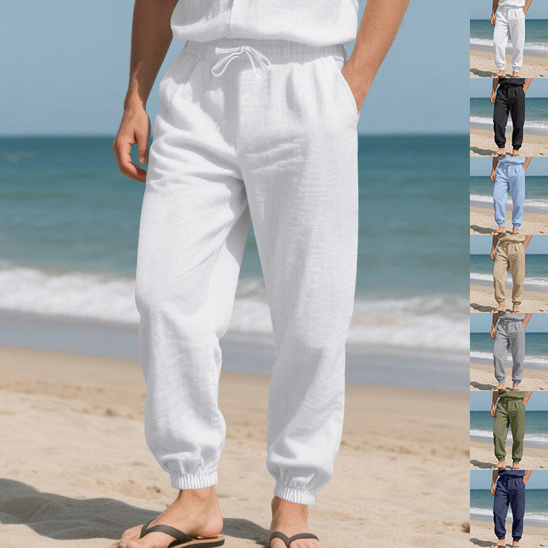 Linen Pants with Harem Cut and Drawstring Waist for Women