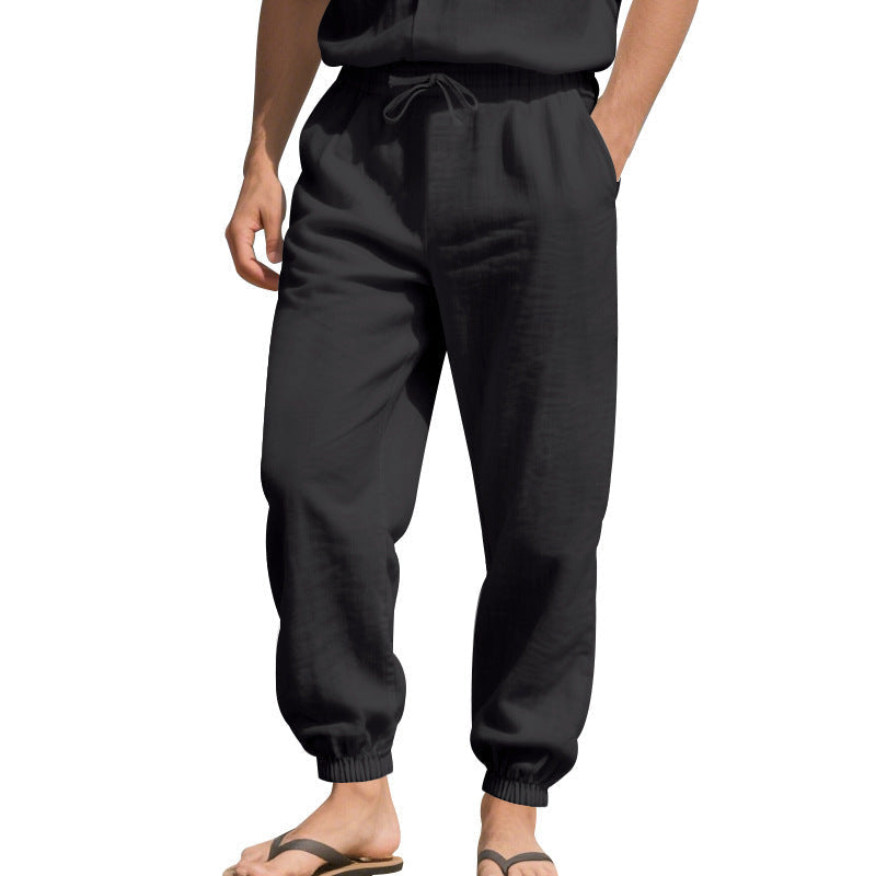 Linen Pants with Harem Cut and Drawstring Waist for Women