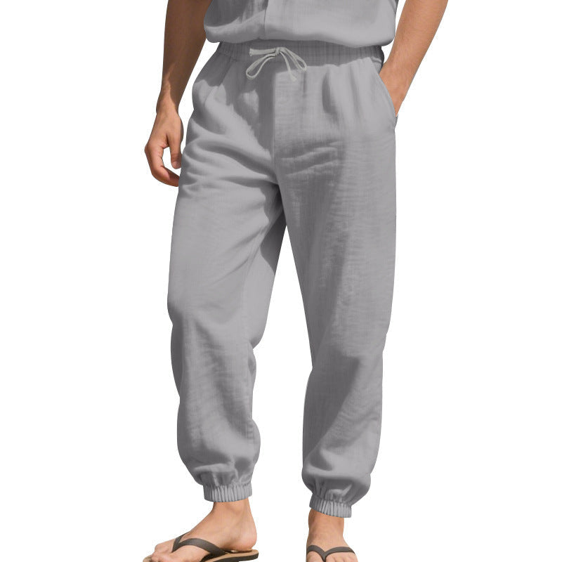 Linen Pants with Harem Cut and Drawstring Waist for Women