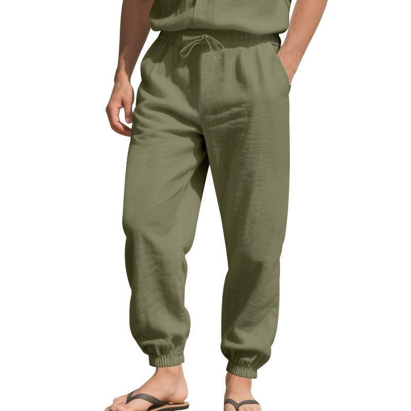 Linen Pants with Harem Cut and Drawstring Waist for Women