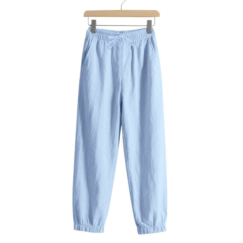 Linen Pants with Harem Cut and Drawstring Waist for Women