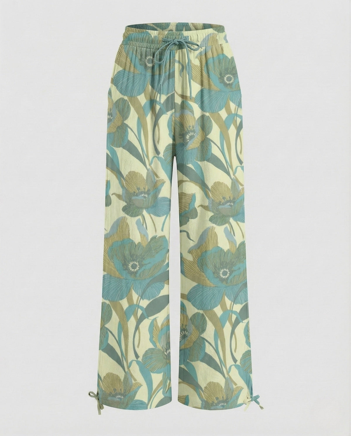 Linen Pants with Jacquard and Wide Legs for Women