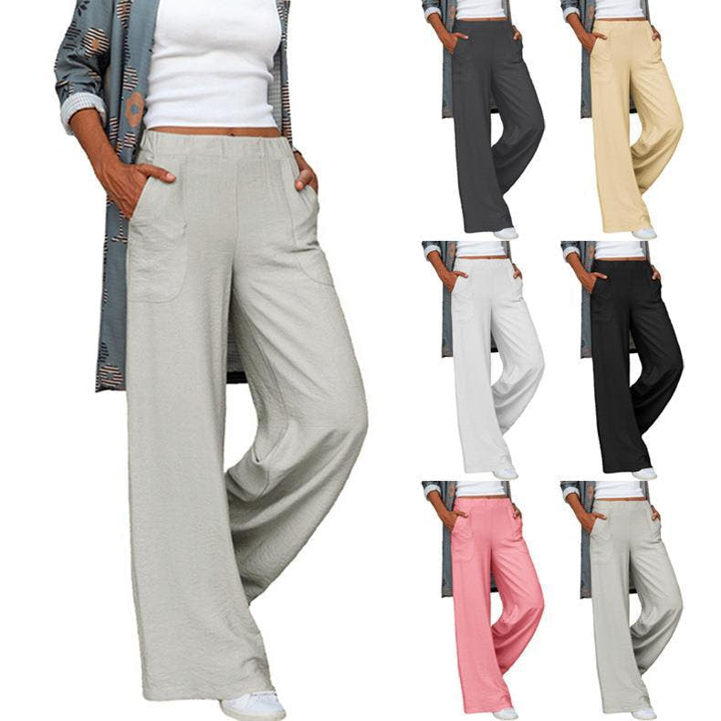 Linen Pants with Wide Legs and High Waist for Women
