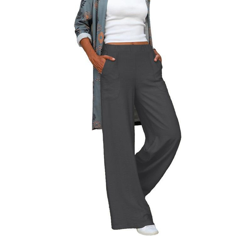 Linen Pants with Wide Legs and High Waist for Women