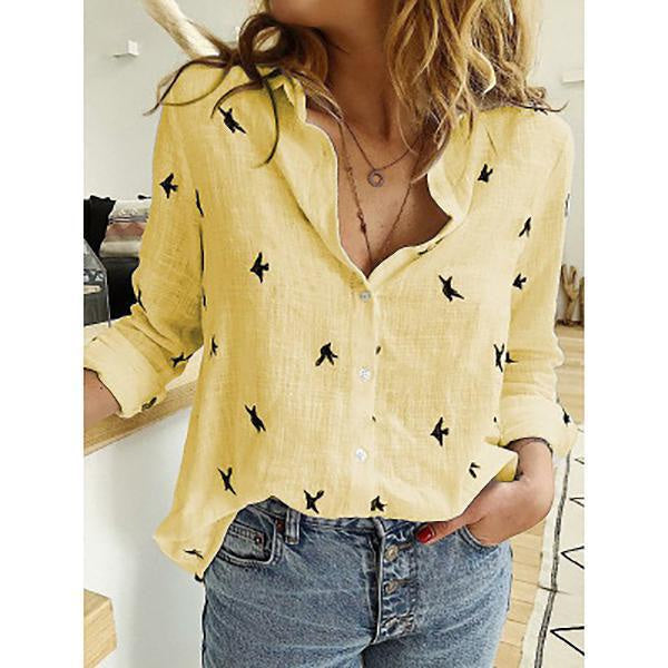 Long Sleeve Top with V-Neck and Button Front for Women