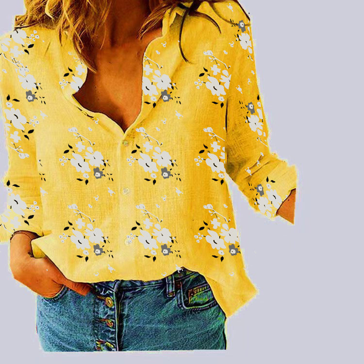 Long Sleeve Top with V-Neck and Button Front for Women