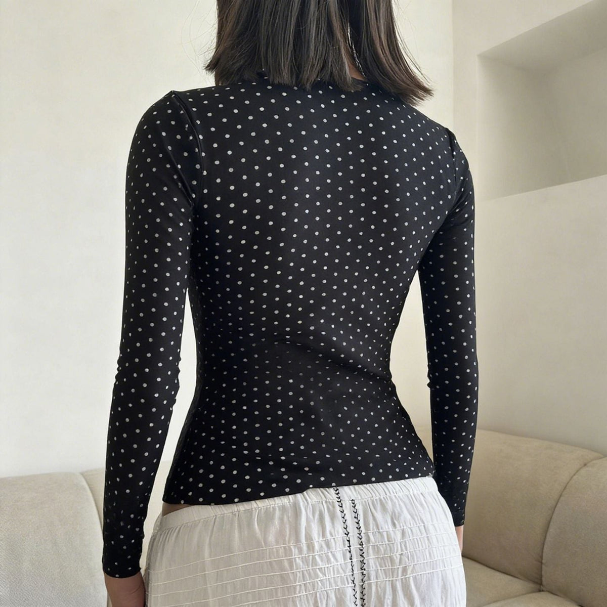 Long Sleeve Top with Wrap Detail and V-Neck for Women