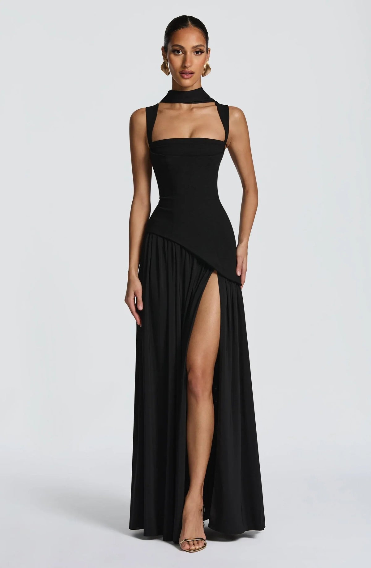 Maxi Dress with A-Line Cut and Fitted Waist for Women