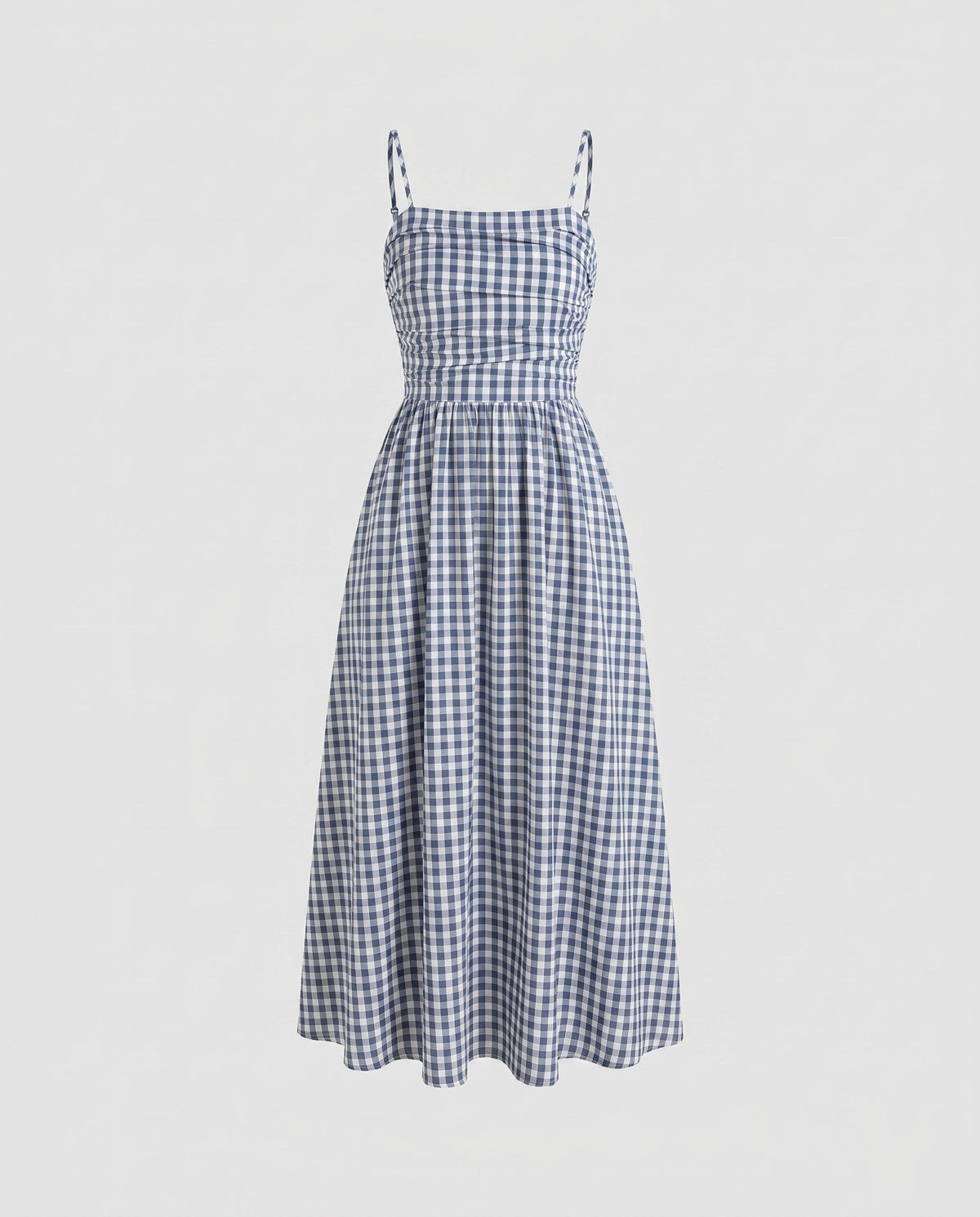 Maxi Dress with Checks and Slim Straps for Women