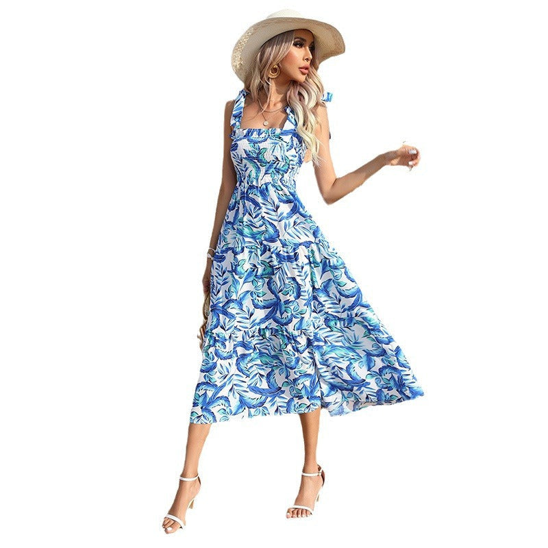 Maxi Dress with Floral Print and Loose Fit for Women