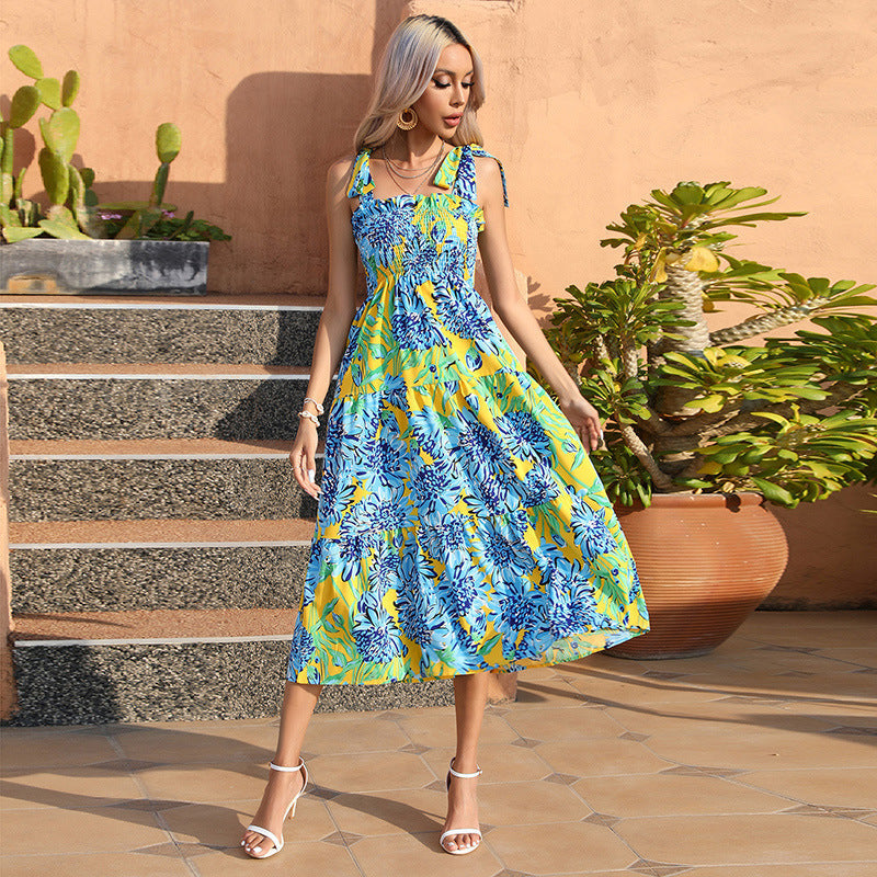 Maxi Dress with Floral Print and Loose Fit for Women