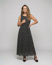 Maxi Dress with Polka Dots and Circle Skirt for Women