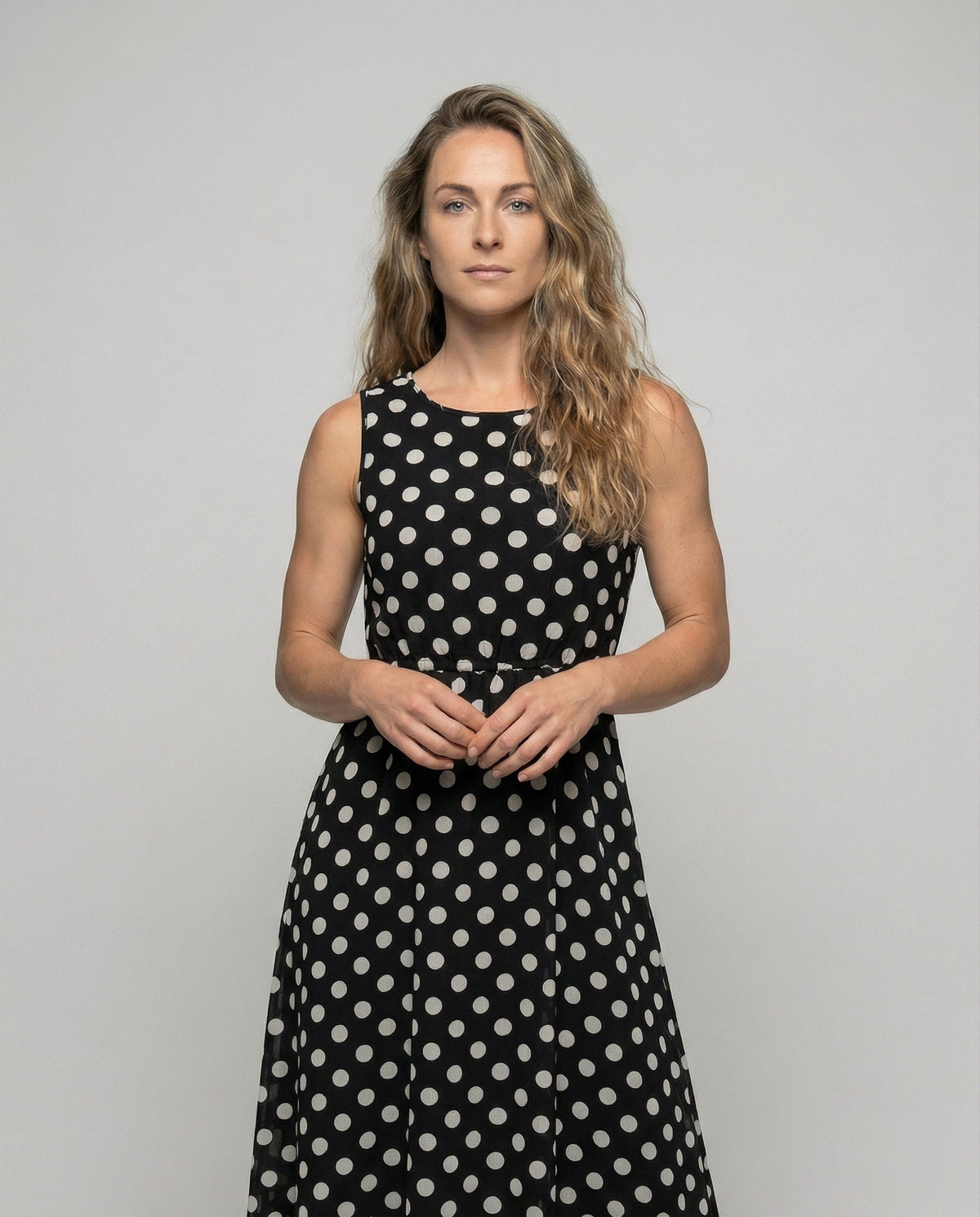 Maxi Dress with Polka Dots and Circle Skirt for Women