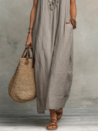 Maxi Dress with Ruffles and Side Pockets for Women