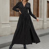 Maxi Dress with Wrap Bodice and Lace Trim for Women