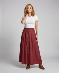 Maxi Skirt with A-Line Cut and Button Front for Women