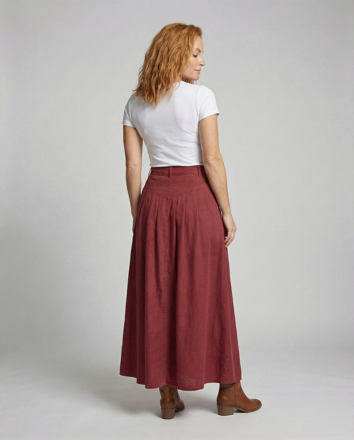 Maxi Skirt with A-Line Cut and Button Front for Women