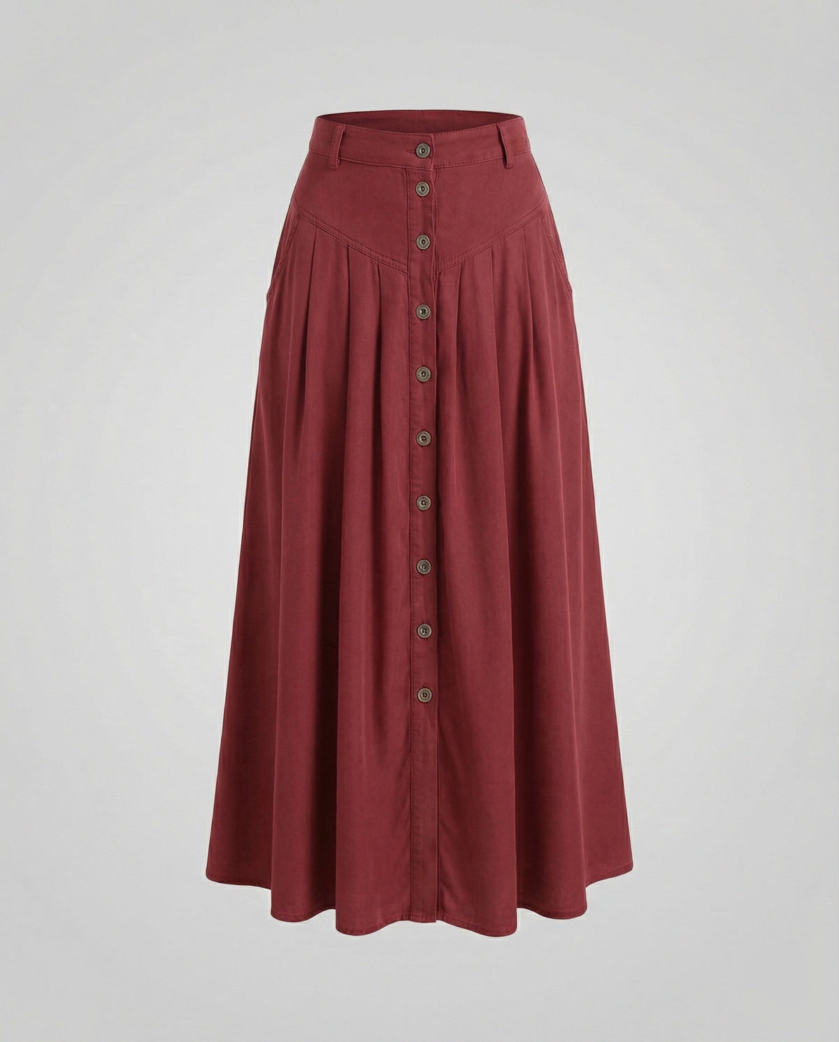 Maxi Skirt with A-Line Cut and Button Front for Women