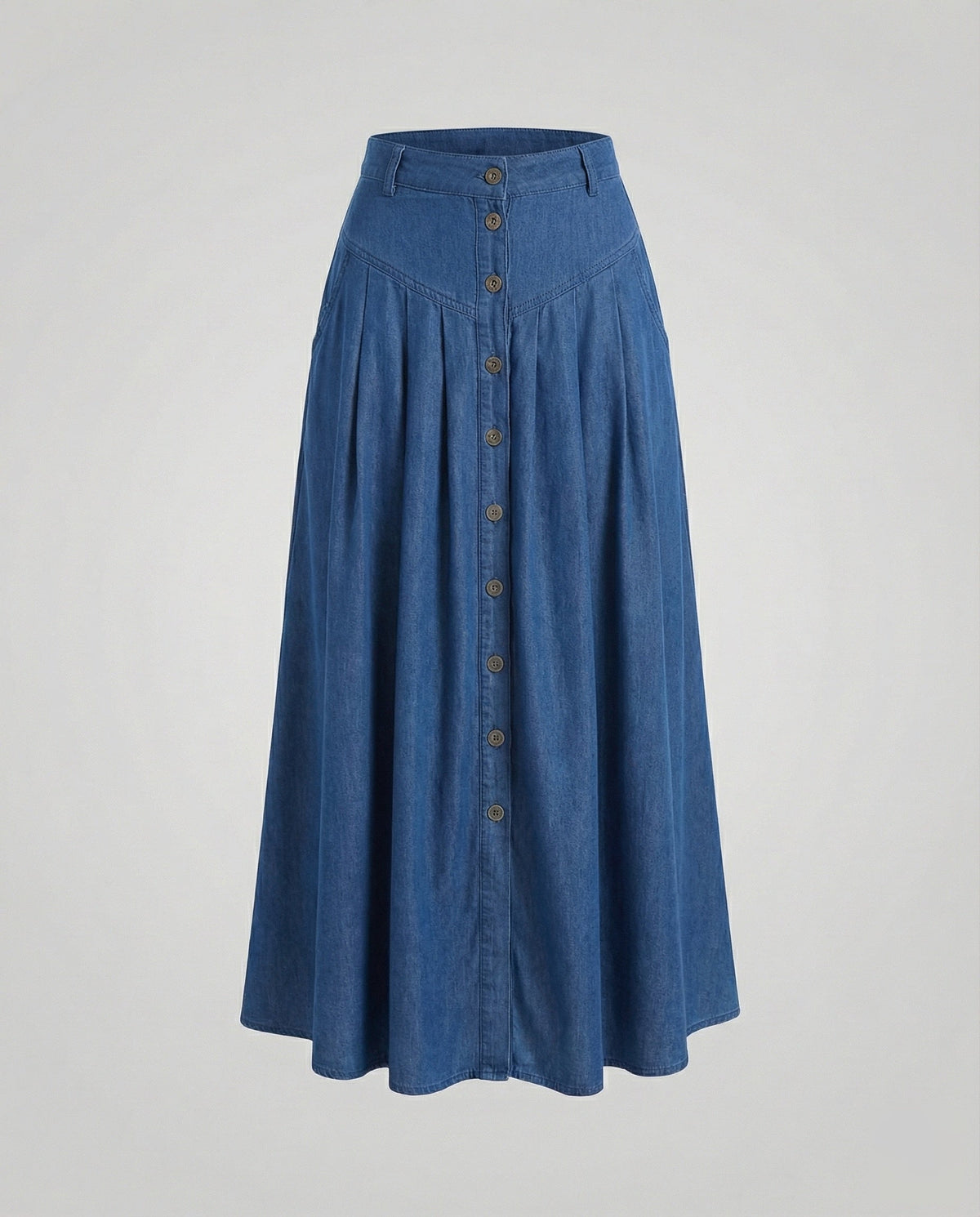 Maxi Skirt with A-Line Cut and Button Front for Women