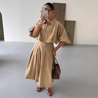 Maxi Skirt with High Waist and Box Pleats for Women