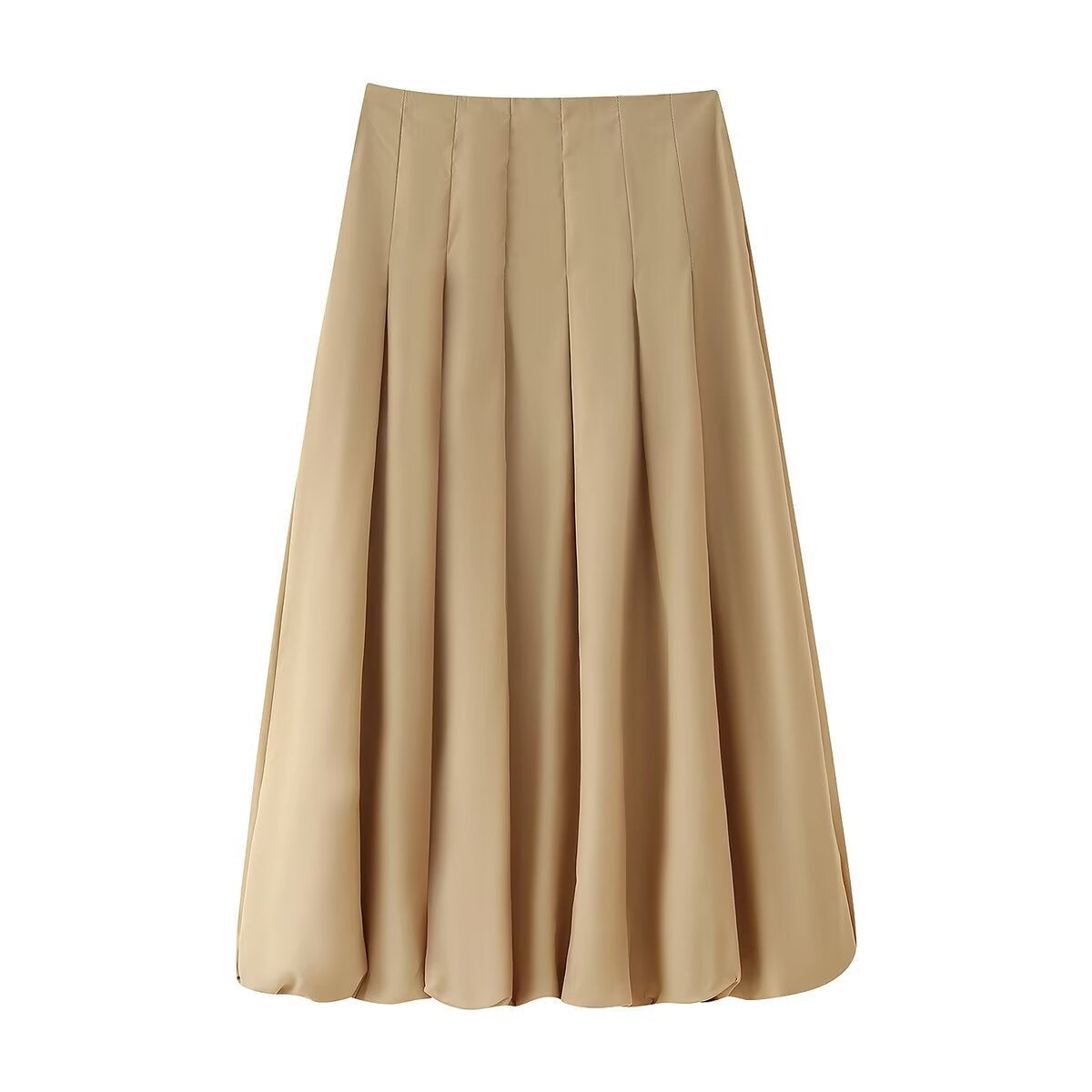 Maxi Skirt with High Waist and Box Pleats for Women