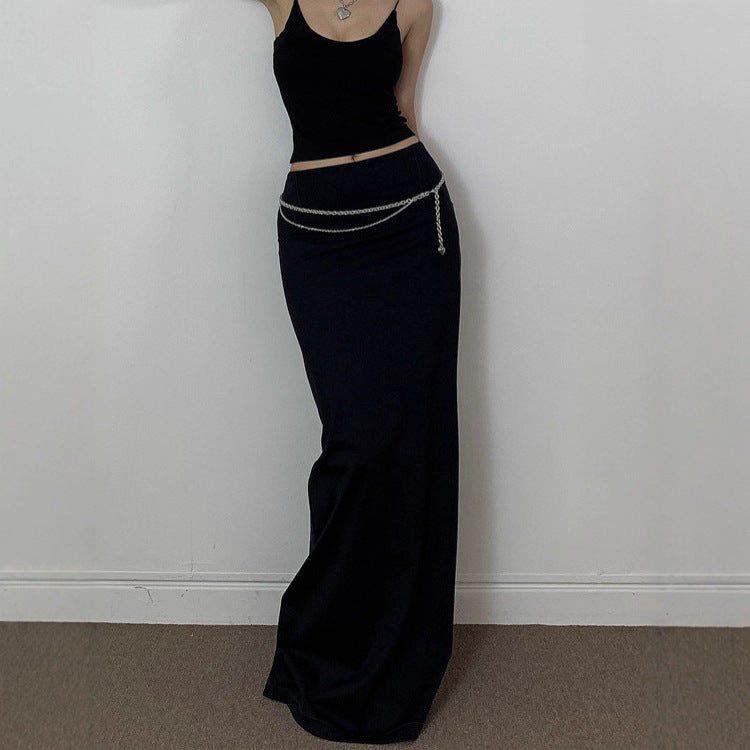 Maxi Skirt with High Waist and Straight Cut for Women