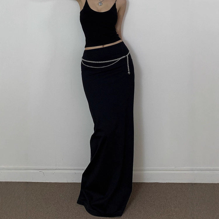 Maxi Skirt with High Waist and Straight Cut for Women