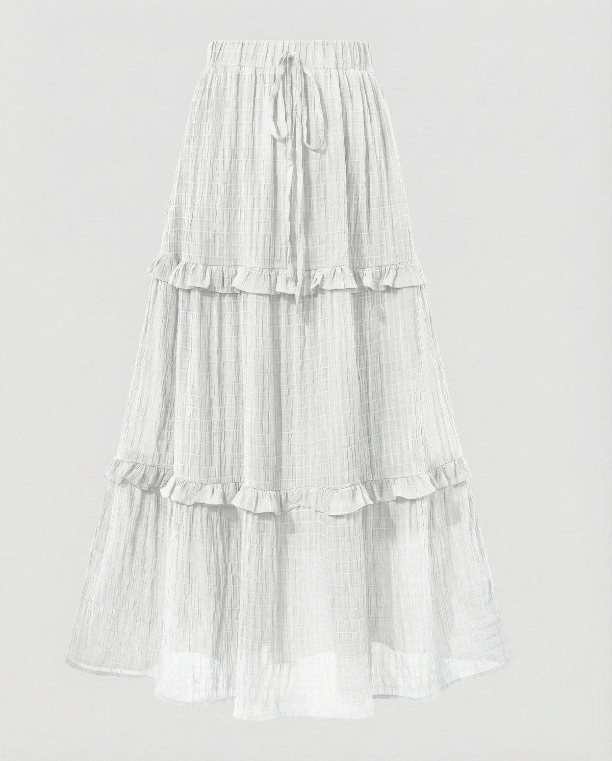 Maxi Skirt with Ruffled Tiers and Drawstring for Women