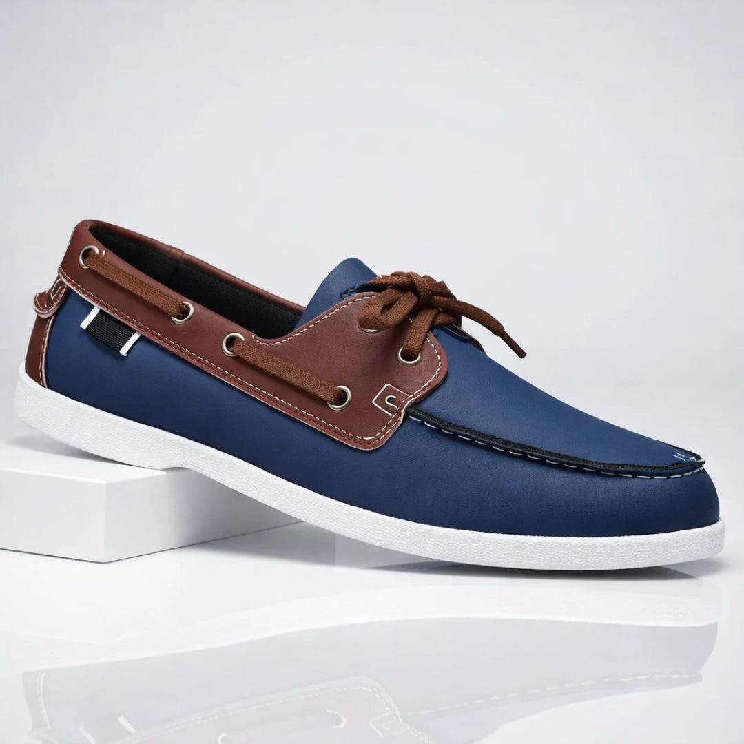 Men's Boat Shoes with Adjustable Lacing, Lightweight Sole