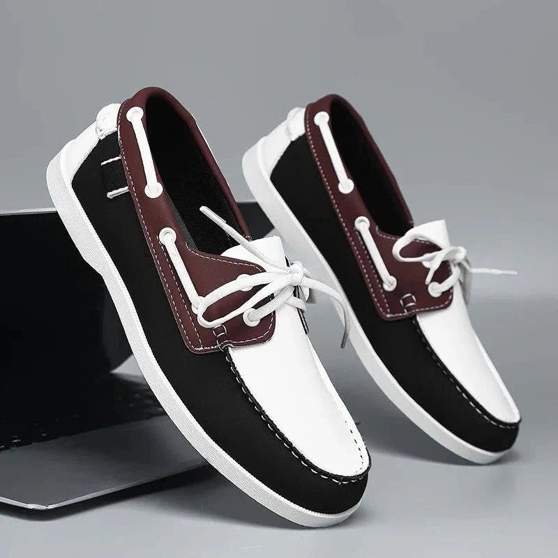 Men's Boat Shoes with Adjustable Lacing, Lightweight Sole