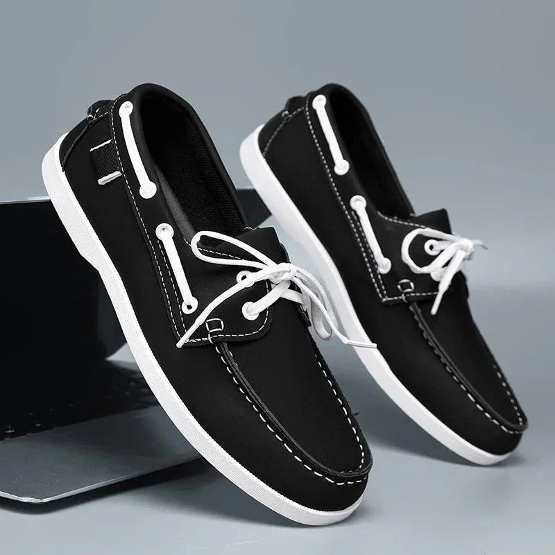 Men's Boat Shoes with Adjustable Lacing, Lightweight Sole