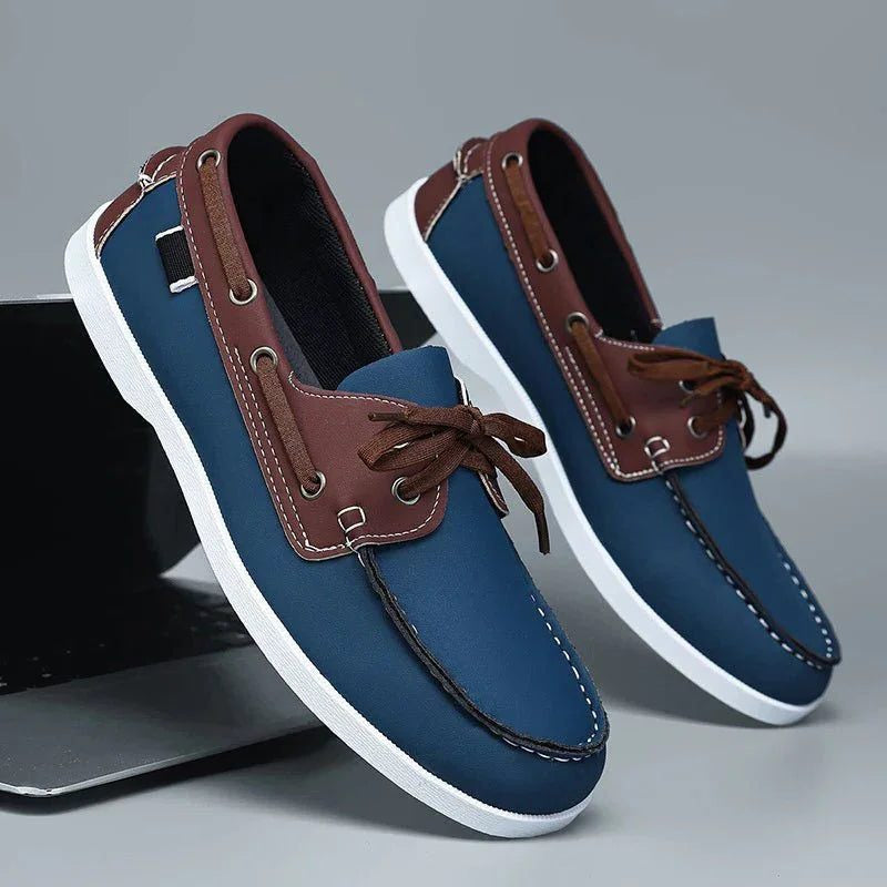 Men's Boat Shoes with Adjustable Lacing, Lightweight Sole