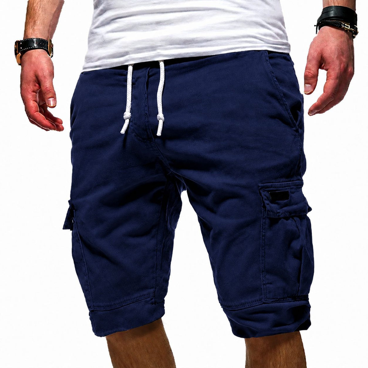 Men's Cargo Shorts Relaxed Fit, Knee-Length with Drawstring